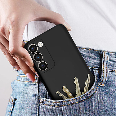 Avizar Coque pour Samsung Galaxy S23 Silicone Semi-rigide Finition Douce au Toucher Fine  Noir pas cher