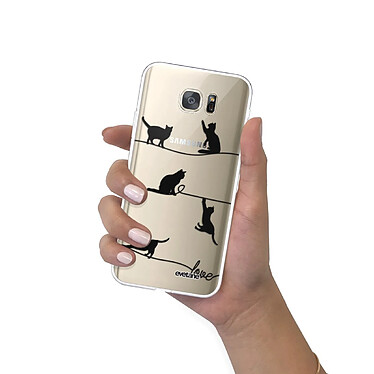 Evetane Coque Samsung Galaxy S7 360 intégrale transparente Motif Chat Lignes Tendance pas cher