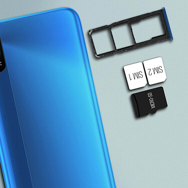 Avis Clappio Tiroir Carte Xiaomi Redmi 9 2x Nano SIM et Micro SD de remplacement bleu