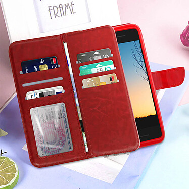 Avizar Etui pour Smartphone 5,5 à 6,0 pouces Clapet Portefeuille Multi Rangements Caméra Slide  rouge pas cher