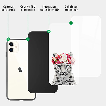 Acheter Evetane Coque iPhone 11 Coque Soft Touch Glossy Leopard Couronne Design