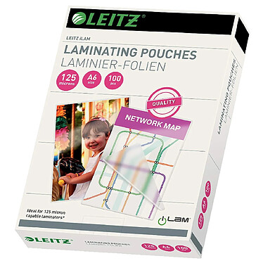 LEITZ Etui à plastifier A6 brillant, 250 mic (2x125) Lot de 100