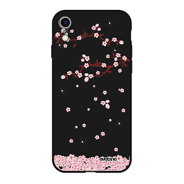 Evetane Coque iPhone Xr Silicone Liquide Douce noir Chute De Fleurs