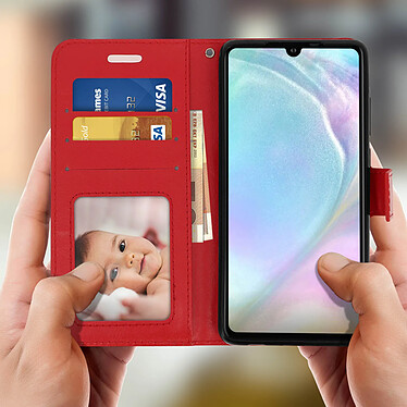 Avis Avizar Housse Huawei P30 Étui Folio Portefeuille Fonction Support Vidéo - rouge