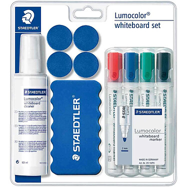 STAEDTLER Kit Lumocolor pour Tableaux Blanc Marqueurs / Brosse / Aimants / Nettoyant