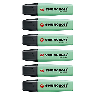 STABILO Surligneur BOSS ORIGINAL Pastel Pointe Biseautée 2 - 5 mm Vert pastel x 6