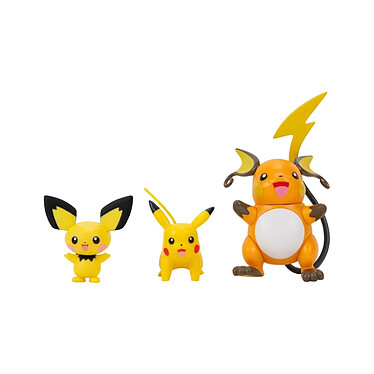 Pokémon - Pack 3 figurines Select Evolution Pichu, Pikachu, Raichu