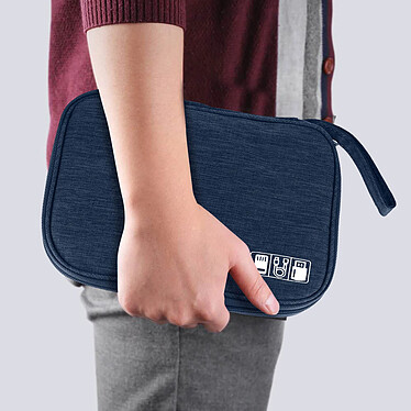 Avizar Pochette Rangement Accessoires Câble, Chargeur, Clé USB, Carte mémoire Bleu Nuit pas cher