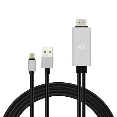 4smarts Câble MHL USB type C vers HDMI 4K Adaptateur Vidéo 1.8m  Noir