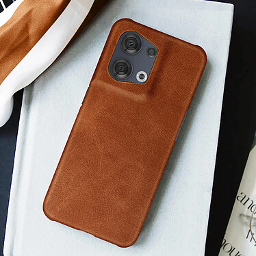 Acheter Avizar Coque pour Oppo Reno 8 5G Simili Cuir Texturé Intérieur Rigide Ultra-Fine  Marron