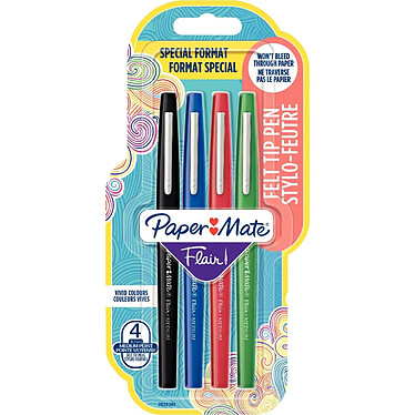 PAPER MATE Pochette de 4 feutres Flair Original Pointe Moyenne assortis