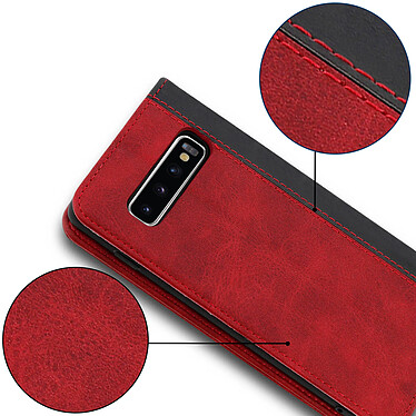 Avis Avizar Housse Galaxy S10 Plus Etui Folio Rangement carte Fonction support Rouge