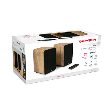 Thomson WS602DUO - Enceinte Bibliothèque Stéréo Bois Couleur Naturel avec Télécommande pas cher