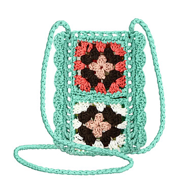 Avizar Sac Bandoulière pour Téléphone Tissé Creux Motifs Colorés  Turquoise