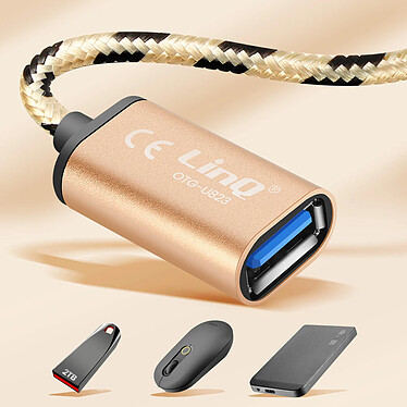 Acheter LinQ Câble adaptateur USB-C vers USB OTG 15cm Dorée