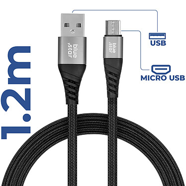 Acheter Blue Star Câble USB vers Micro-USB 2A Charge Synchronisation Nylon Tressé 1.2m Noir