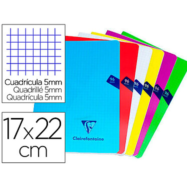 CLAIREFONTAINE Cahier pique 17x22cm 96 pages 90g 5x5mm coloris aléatoire pas cher