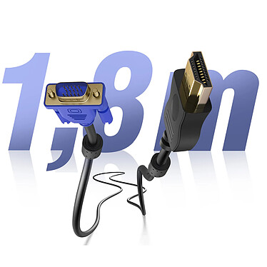 Avizar Câble HDMI Mâle vers VGA Mâle 15 Broches 1.8m Transmission Audio et Vidéo  Noir pas cher