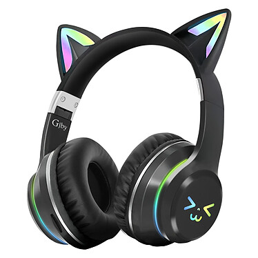 Avizar Casque Bluetooth Oreilles de Chat Lumineuses Noir