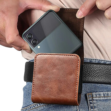 Acheter Avizar Étui Ceinture pour Smartphone Flip Simili Cuir lisse Clapet aimanté  Marron