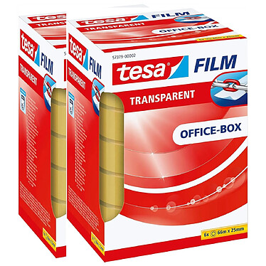 TESA Pack 6 Rubans Adhésif tesaFILM Transparent 25 mm x 66 m x 2