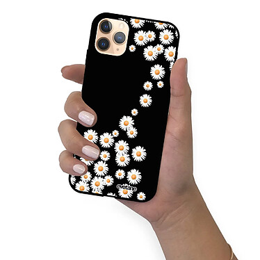 Evetane Coque iPhone 11 Pro Silicone Liquide Douce noir Marguerite pas cher