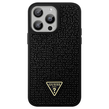 Guess Coque Strass pour iPhone 15 Pro Bords Sureleves Traingle Diamond Noir