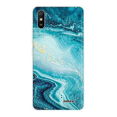 Evetane Coque Xiaomi Redmi 9A 360 intégrale transparente Motif Bleu Nacré Marbre Tendance