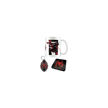 Marvel - Set mug, sous-verre et porte-clés Spider-Man Miles Morales Web Glitch