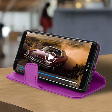 Acheter Avizar Housse Huawei P Smart Etui Portefeuille Coque Silicone Support Vidéo Violet