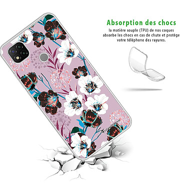 Avis LaCoqueFrançaise Coque Xiaomi Redmi 9C 360 intégrale transparente Motif Fleurs parme Tendance