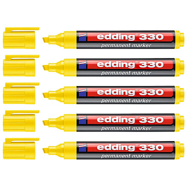 EDDING Marqueur Permanent 330 Jaune Pointe Biseautée 1-5 mm x 5