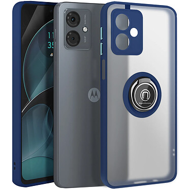 Avizar Coque pour Motorola Moto G14 Bague Métallique Support Vidéo Bleu Nuit