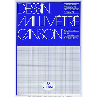 CANSON Bloc de 50 feuilles Papier millimétré A4 90g Ligné bleu