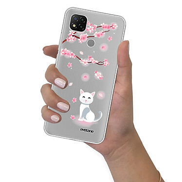 Evetane Coque Xiaomi Redmi 9C 360 intégrale transparente Motif Chat et Fleurs Tendance pas cher