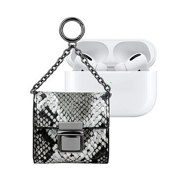 IDEAL OF SWEDEN Mini Sac pour AirPods Toute Génération Modèle Cosmo Motif Serpent avec Chaîne Blanc / Noir