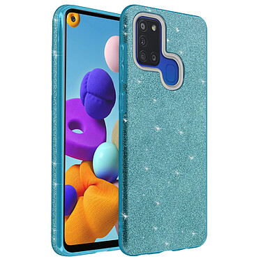 Avizar Coque pour Samsung Galaxy A21s Paillette Amovible Silicone Semi-rigide bleu