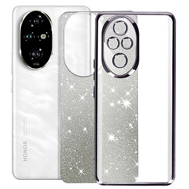 Avizar Coque pour Honor 200 Pro Motif Paillette Dégradé Caméra Protégée Noir