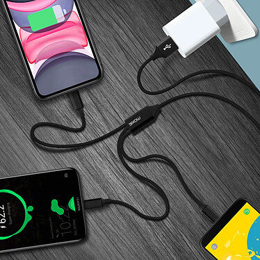 Avis Moxie Câble 3 en 1 Lightning USB type C Micro USB Multi-embouts Charge 3A  Noir