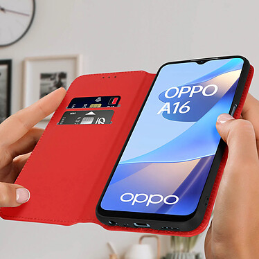 Avis Avizar Étui Oppo A16 et Oppo A16s Clapet Portefeuille Fonction Support Vidéo rouge