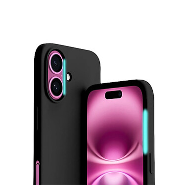 Evetane Coque iPhone 16 Silicone liquide Noire + 2 Vitres en Verre trempe Protection ecran Antichocs pas cher