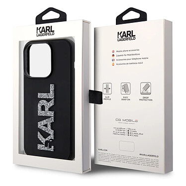 Karl Lagerfeld Coque pour iPhone 15 Pro Bi-matière Dos Effet Cuir Noir pas cher