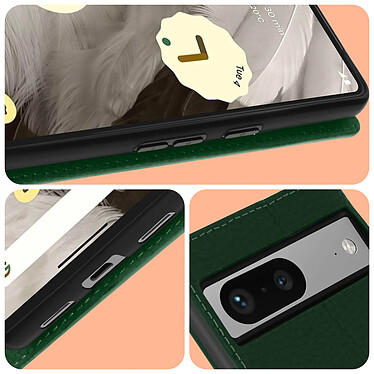 Acheter Avizar Etui Google Pixel 7 Portefeuille Design Cuir Texturé Support Video Vert