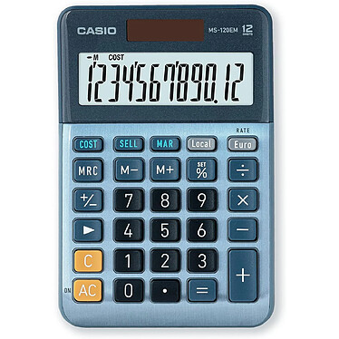 CASIO Calculatrice de bureau MS-120EM batterie solaire bleu