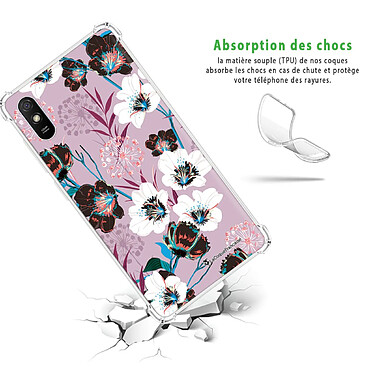 Avis LaCoqueFrançaise Coque Xiaomi Redmi 9A Silicone antichocs Solides coins renforcés  transparente Motif Fleurs parme