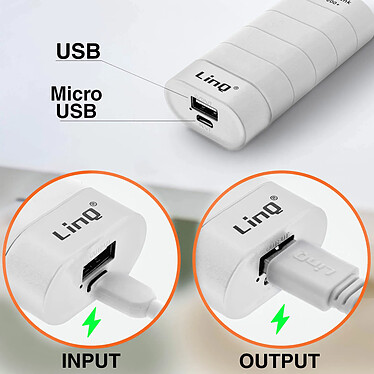 LinQ Batterie de secours Universel Chargeur Externe USB 1A 6000mAh  Blanc pas cher