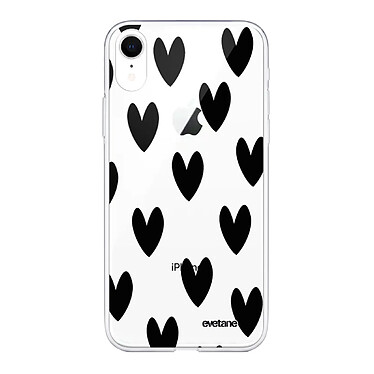 Evetane Coque iPhone Xr 360 intégrale transparente Motif Coeurs Noirs Tendance