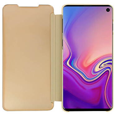 Avizar Housse Samsung Galaxy S10 Étui Miroir Clapet translucide Stand Vidéo dorée pas cher