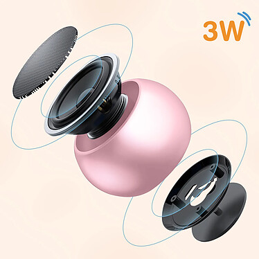 Avis Avizar Mini Enceinte Sans Fil Haut-Parleur 3W Aluminium Ultra-Compacte Dragonne  Rose