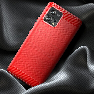 Avis Avizar Coque pour Motorola Moto G72 Renforcée Souple Carbone Effet Brossé  Rouge